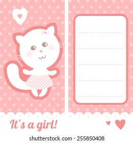 Baby shower invitation card. Kitty girl