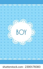 Baby shower invitation card, lace and hearts.