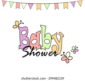 Baby shower invitation card on white background