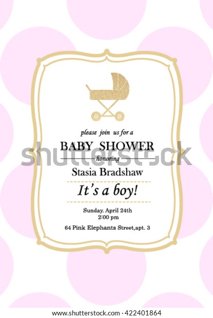 Baby Shower Invitation Card Pink Gold Stock Vector Royalty Free