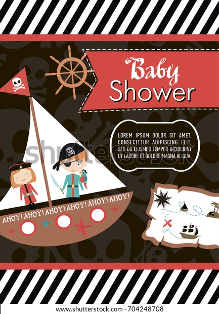 Baby Shower Invitation Card Pirate Theme Stock Vector Royalty Free 704248708