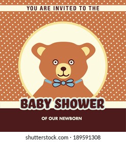 Baby Shower Invitation Card Template with Teddy Bear