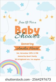 Baby Shower Invitation Card Template Vector