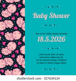 baby shower invitation card template vector with baby illustration