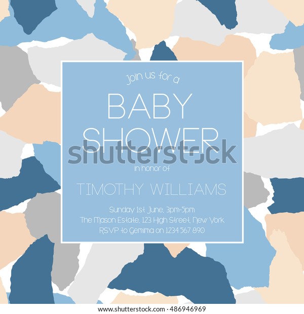 Baby Shower Invitation Card Torn Paper Stock Vector Royalty Free