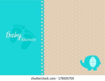 baby shower invitation card with turquoise elephant