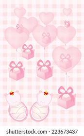 baby shower invitation card for twin babies vector illustration/baby shower invitation card for twin babies girls