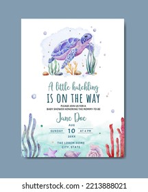 Baby Shower Invitation Card Under The Sea Theme Template Background