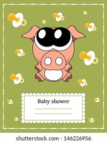 Baby shower invitation card, vector. You can place any text here