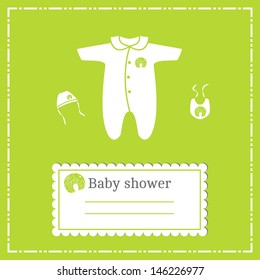 Baby shower invitation card, vector. You can place any text here