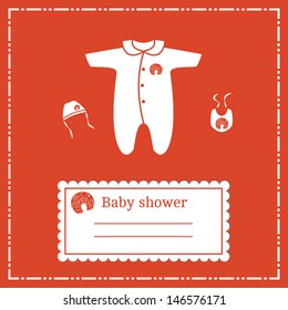 Baby shower invitation card, vector.