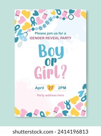 Baby shower invitation card. vector illustration, hand drawing