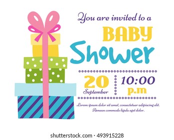 Baby shower invitation card vector graphic