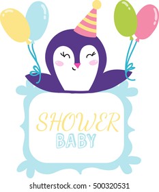 Baby shower invitation card vector graphic