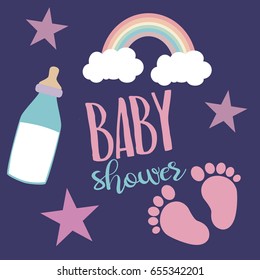Baby Shower invitation card. Vector illustration
