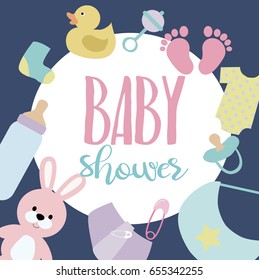 Baby Shower invitation card. Vector illustration