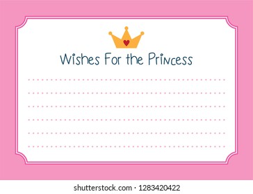Baby Shower Invitation Card- Wishes List - It is a girl