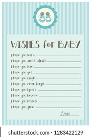 Baby Shower Invitation Card - Wishes List  - It is a boy