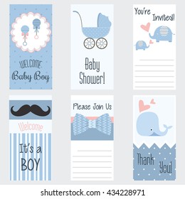 Baby Shower Invitation Card.It's a Boy.Baby Shower Greeting Card.Baby Boy Shower set.