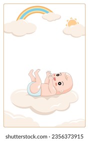 baby shower invitation with cartoon card, It's a boy. It's a girl, Vector illustration