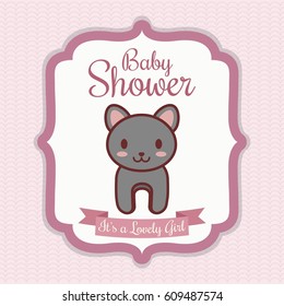 baby shower invitation with cat icon. colorful design. vector illustration