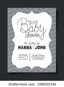 Baby shower invitation design, Party card decoration love celebration arrival and born theme Vector illustration