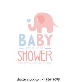 Baby Shower Invitation Design Template With Toy Elephant