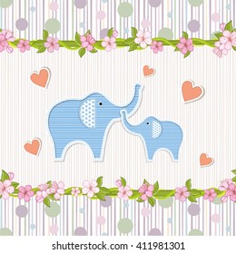Baby shower invitation with elephants