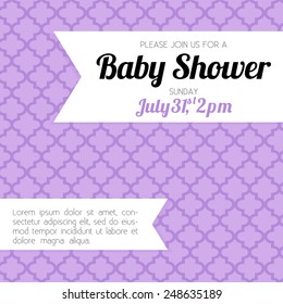 Baby Shower Invitation for a baby girl - lavender background - vector EPS10 