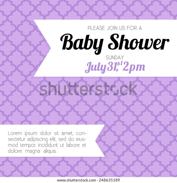 Baby Shower Invitation Baby Girl Lavender Stock Vector Royalty Free