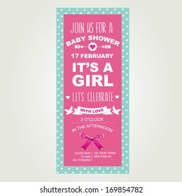 Baby shower invitation. It's a girl. Vector illustration.