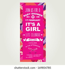 Baby shower invitation. It's a girl. Vector illustration.