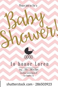 Baby shower invitation with golden detail