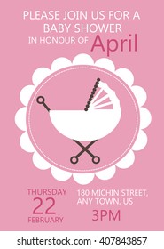 Baby shower invitation greeting card. vector illustration