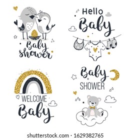 Baby Shower Invitation, Mom to Be Cards. Vector illustration.