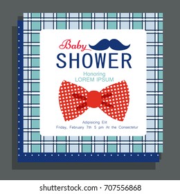 Baby shower invitation with mustache and tie