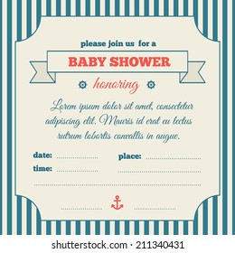 Baby shower invitation. Nautical style.