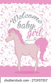 Baby shower invitation - Pink horse