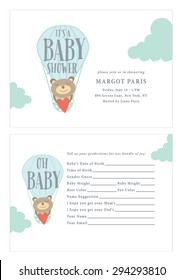 Baby Shower Invitation with Baby Prediction Card