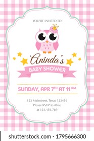 Baby shower invitation with princess owl