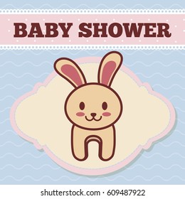 baby shower invitation with rabbit icon. colorful design. vector illustration