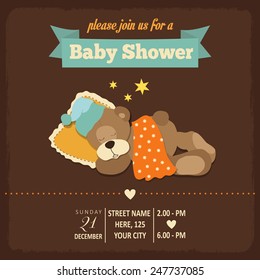 baby shower invitation in retro style, vector format
