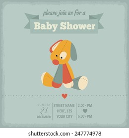 baby shower invitation in retro style, vector format