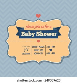 baby shower invitation in retro style, vector format