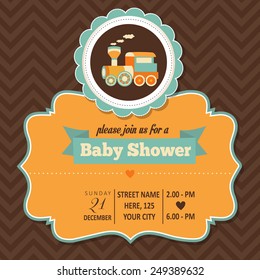 baby shower invitation in retro style, vector format