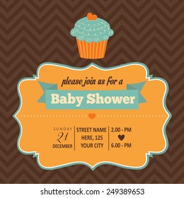 baby shower invitation in retro style, vector format