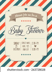 baby shower invitation in retro style, vector format