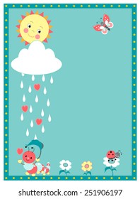 Baby Shower Invitation with Sun and Cute insects