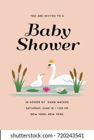 Baby Shower Invitation with Swan