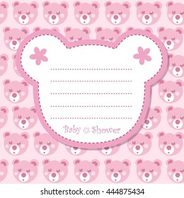 Baby shower invitation with teddy bear for little girl